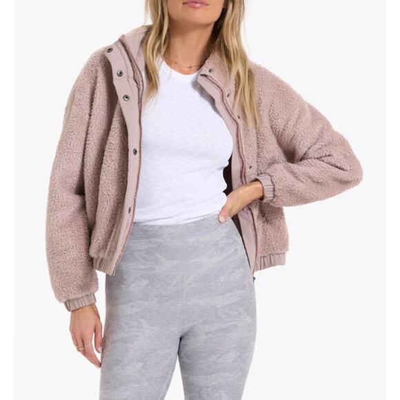 Vuori Long Sleeve Full Zip Cozy Plush Sherpa Jackets Umber Pink Small - Picture 2 of 6